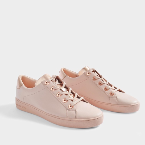 Michael Kors Irving Soft Pink Leather Rose Gold Lace Up Sneakers - Picture 11 of 11